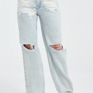 Good American Light Blue Distressed Jeans 12